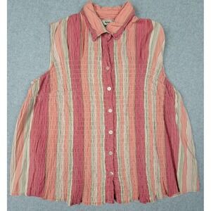 Krazy Kat Tank Top Blouse Womens Striped Stretch 1X